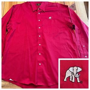 The Shirt Shop Alabama Crimson Tide Elephant Red Button Down Long Sleeve Sz XL